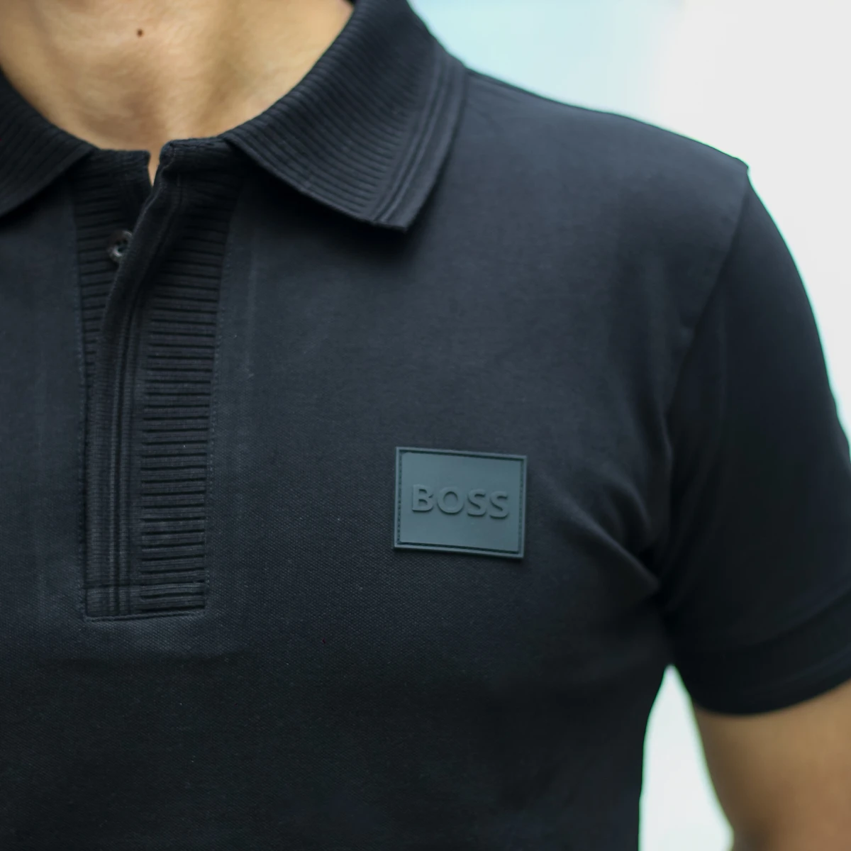 Premium Hidden Placket Polo – Black - Image 3