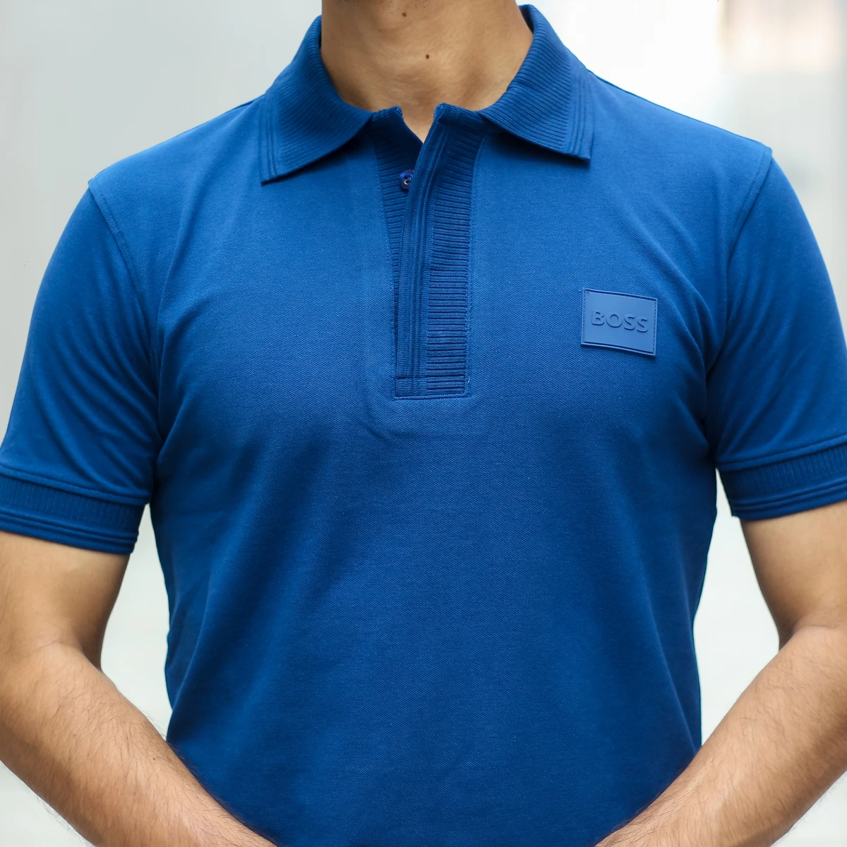 Premium Hidden Placket Polo – Blue - Image 4